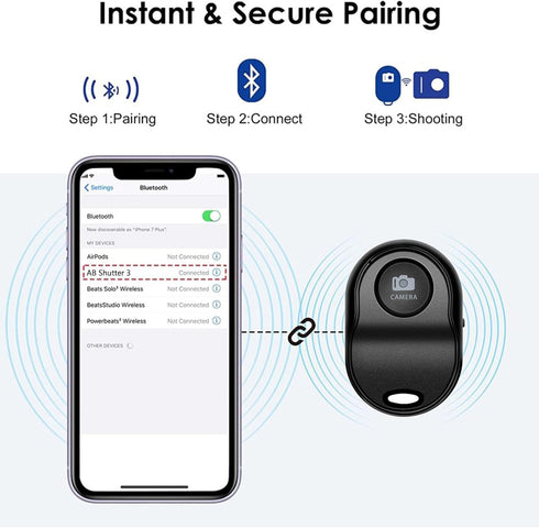 Wireless Smartphone Camera Remote Control (3 Pack) for Photos & Videos, Bluetooth Remote Shutter for iPhone/Android/iPad/Tablets with Adjustable W...