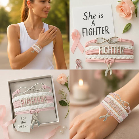 Pink Ribbon Hope & Faith Infinity Bracelet - Perfect Breast Cancer Gift...