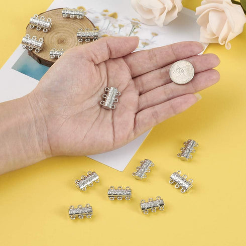 Beadthoven 20-Set Alloy 3 Hole Multi Strand Magnetic Clasps Bracelet Closure Magnetic Necklace End Clasp Tube Clasps Jewelry Finding Making Suppli...