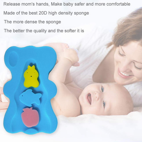 HALLO Soft Infant Bath Sponge Skid Proof Baby Bath Mat Newborn Odor Free (Blue)...