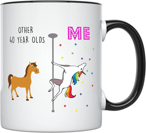 YouNique Designs 40th Birthday Mug, 11 Ounces, Funny 40th Birthday Coffee Cup For Women, Unicorn Mug …...