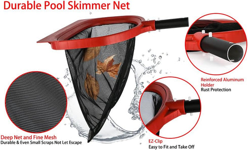 Durable Pool Net Skimmer Heavy Duty Pool Skimmer Net Fine Mesh Big Pool Net Skimmer Head Pool Leaf Net Rake Pool Nets for Cleaning Swimming Pool &...