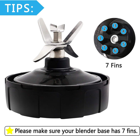 2 PACKS 7 FINS Extractor Blades Replacement Part Bottom Blade for Ninja Blender for Nutri Ninja Auto iQ BL642 NN102 BL682 BL2013 and More...