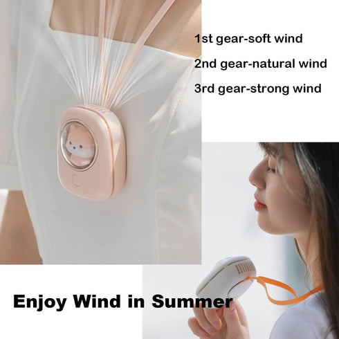 YOKKBRUN Portable Neck Fans for Women, Rechargeable Cool Fans for Neck, Light Smallest Outdoors with Silicone Lanyard, Cute Design Gift for Girls ...