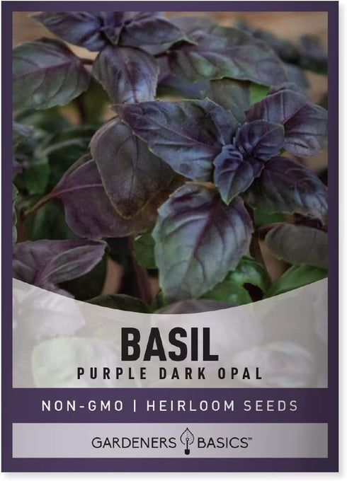 Gardeners Basics, Basil Seeds for Planting Herbs Purple - (Purple Dark Opal) Heirloom Non-GMO Herb Plant Seeds for Home Herb Garden Indoors, Outdo...