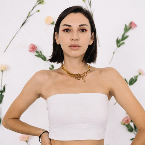 14K Gold Plated Chunky Chain Link Choker Necklace for Women,Statement Cuban Chain Link Paperclip Necklace,Simple Toggle Thick Chain Necklace Trend...