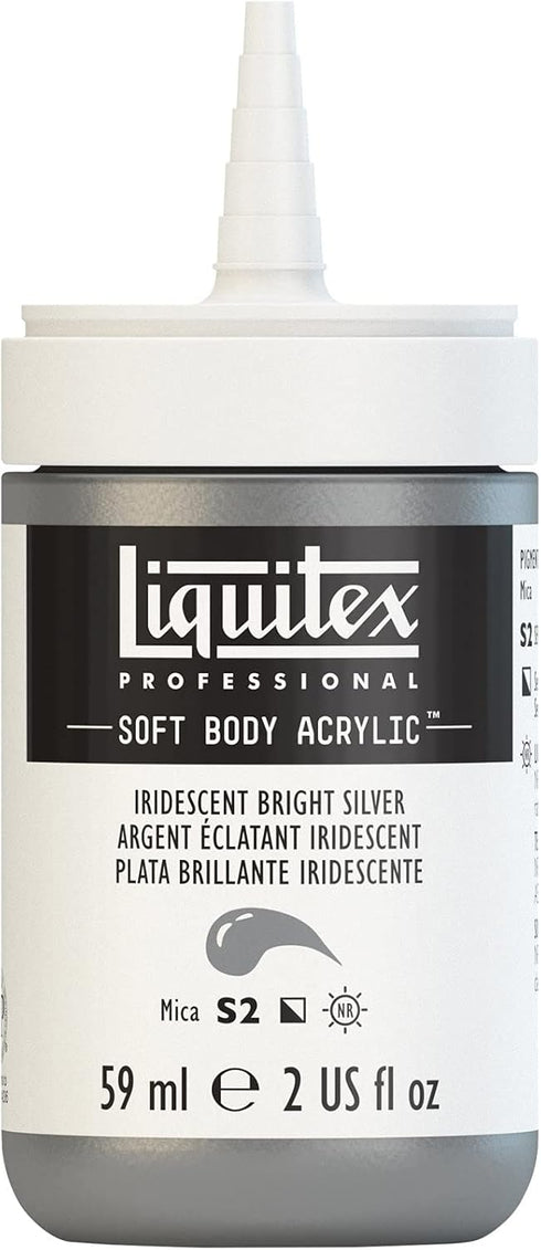 Liquitex Professional Soft Body Acrylic Paint, 59ml (2-oz) Bottle, Iridescent Bright Silver...