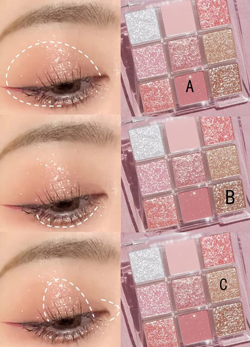 Kayswang 9 colors glitter eyeshadow palette makeup palette matte high pigment color cream texture natural eye shadow powder eye shadow palette in ...