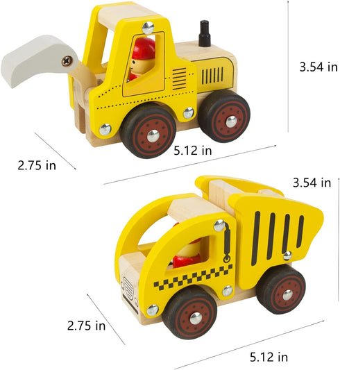 Wooden Push Car Toys for Infants 18 Months, 2 Pcs Baby Vehicle Toys Hand Push Car Toys for 2 Year Old Boys Girls (Excavator + Truck)...