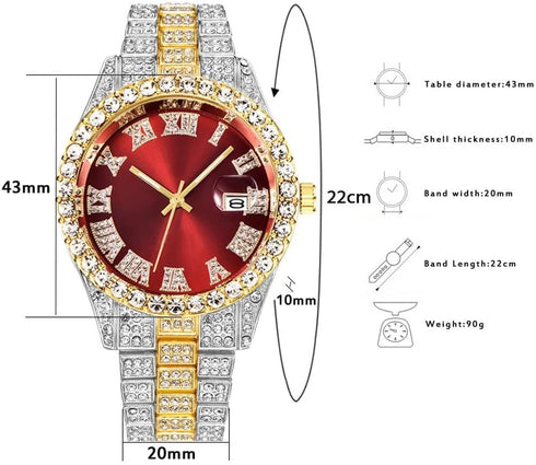 Unisex Watch Fashion Crystal Diamond Watch Mens Womens Quartz Analog Watch Stainless Steel Big Face Wrist Watch...