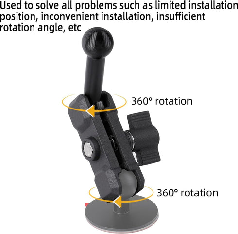 Aluminum 17mm Ball Mount Extension Adapter, 360° Rotation Extension Rod for Car Air Vent Dashboard Suction Cup Phone Holder, Compatible with Garmi...