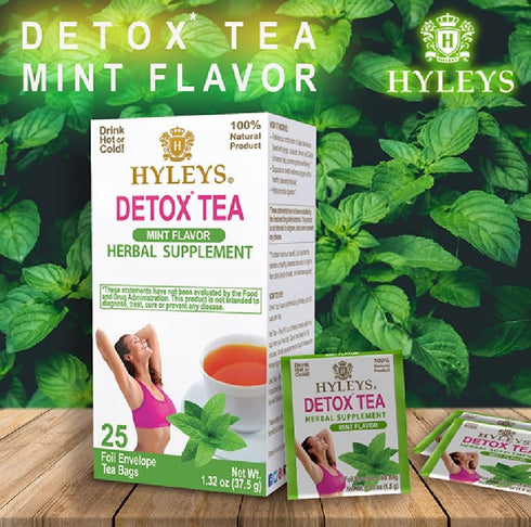 Hyleys Detox Tea for Cleanse - Green Tea with Mint, Ginger & Fennel - Supports Digestion & Detox - 25 Tea Bags (1 Pack)...