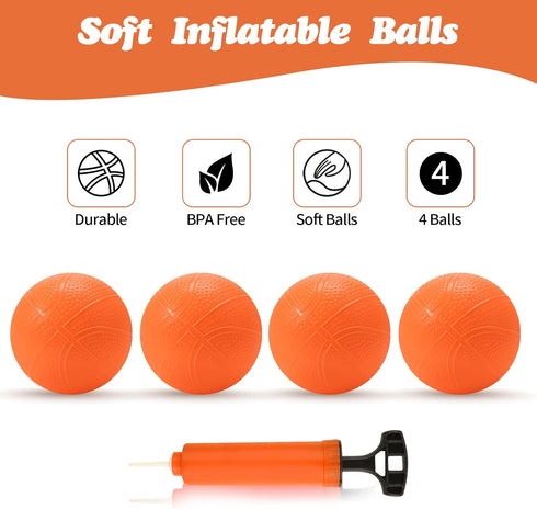 Bath Toys,Mold Free Bath Basketball Hoop for kids Ages 1-3,Bathtub Basketball Hoop for Babies and Toddlers,Strong Suction Cup Basketball Hoop & 4 ...