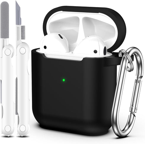 for AirPod Case Cover, Military Grade Anti-Fall Soft Silicone Shock-Absorbing Protective AirPod 2&1 Generation Case Skin Touch with Keychain and C...