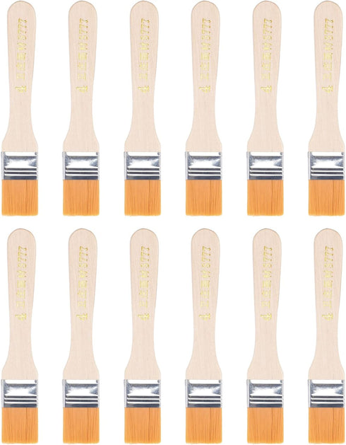 uxcell 6" Paint Brush 1" Width Soft Nylon Bristle with Wood Handle for Wall, Cabinets, Fences Yellow 12Pcs...