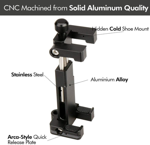 ULANZI ST-03 Metal Smart Phone Tripod Mount with Cold Shoe Mount and Arca-Style Quick Release Plate for iPhone Xs Xs Max X 8 7 Plus Samsung,Cell P...