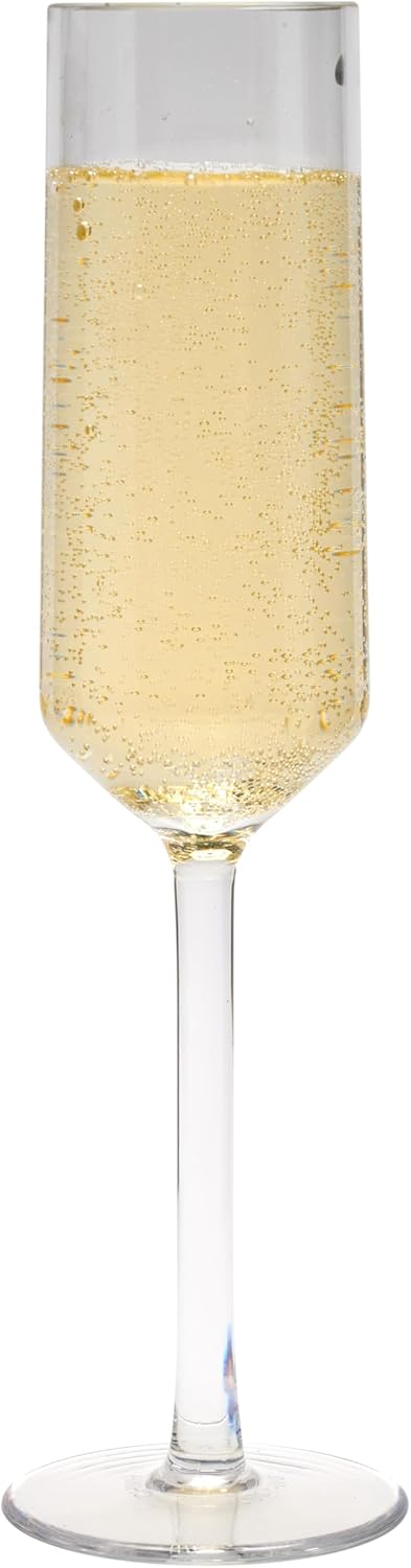 G.E.T. SW-1462-CL-EC Via BPA-Free Shatterproof Plastic Champagne Glasses, 6 Ounce, Clear (Set of 4)...