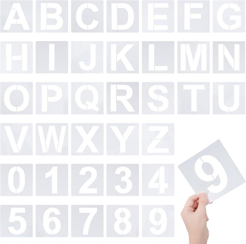 4 Inch Letter Stencils Numbers 36Pcs Alphabet Stencils Reusable Plastic Stencils Letters and Numbers Art Craft Stencil for Painting on Wood Wall C...
