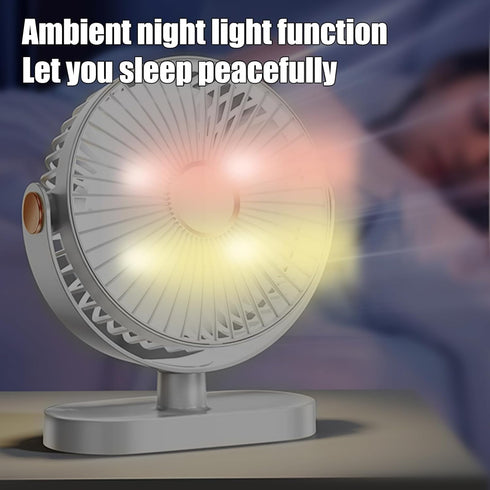 USB Table Fan,Personal Quiet 5 Speeds Desktop Portable Fan,Small But Powerful,Battery Fan Adjustable Desk Fan 360° Rotation for Office,Bedroom(Whi...