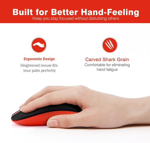 Leadsail Rechargeable Wireless Slim Cordless Mouse, 2.4G Portable Less Noise Optical Mouse with 5 Adjustable DPI Levels for Laptop, Desktop, MacBo...