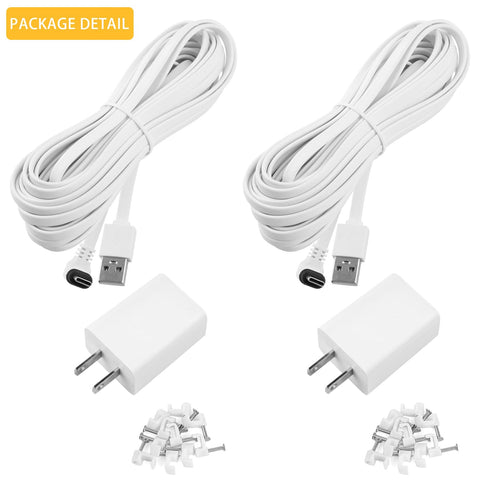 iTODOS 2 Pack 20ft/6m Power Cable and Adapter for Alro Essential 2K (2nd Generation) Outdoor Security Camera, Weatherproof Outdoor Flat Charging C...