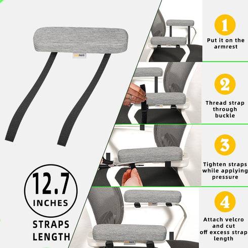 Memory Foam Office Chair Armrest Pads, Comfy Desk Chair Arm Rest Cover for Elbows and Forearms Pressure Relief(Set of 2)...