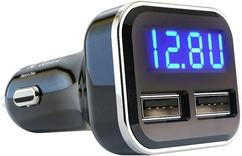 4.8A 24W Dual USB Car Charger Volt Meter Car Battery Monitor with LED Voltage & Amps Display, Cigarette Lighter Adapter, Compatible with iPhone 15...