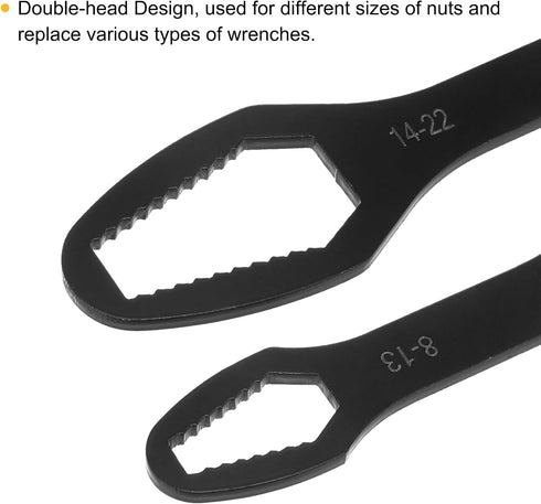Double-Ended Torx Wrench 9/18"-1/2"(8-22mm) Multifunctional Universal Self-Tightening Wrench Tool 0.14" Thick 6.3" Length Torx Spanner Key Set for...