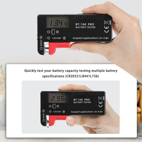 3PCS Digital LCD Battery Tester Checker Universal Battery Tester Monitor for AA AAA 1.5V 3.7V 1.2~4.8V 9V Batteries,Household Battery Life Level T...