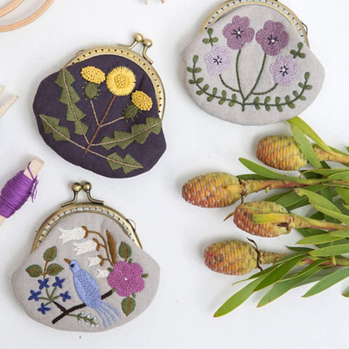 1 Set Coin Purse Embroidery Pouch Making Kit Lock Embroidery Tool DIY Coin Bag (Yellow Flower Style)......