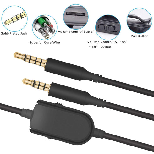 Replacement A10 Cord A40 Audio Talkback Chat Cable Inline Mute Volume Control Lead Compatible with Astro A10 A40 A30 A50 Gaming Headset Cord Xbox ...