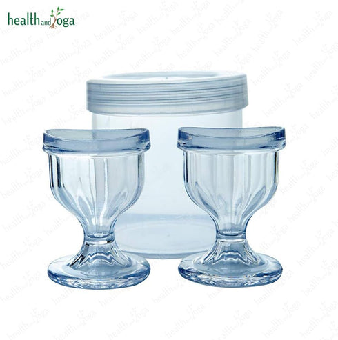 HealthAndYoga™ ChillEyes Transparent Eye Wash Cups for Effective Eye Cleansing - with Storage Container - Eye Shaped Rim, Snug Fit (2 Pcs.)...
