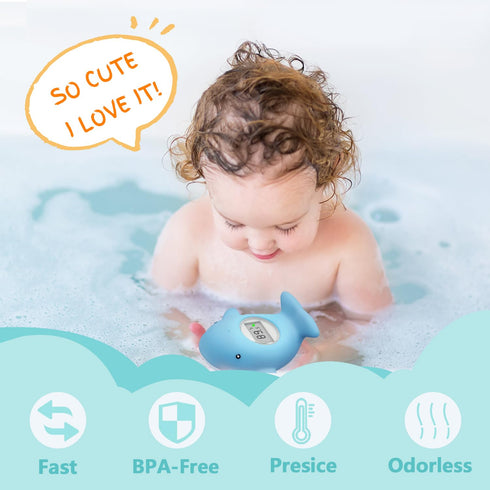 Baby Bath Tub Thermometer - Bathtub Water Thermometer with Room Temperature - Safety Floating Whale Bathtub Toy - New Upgraded Mute Flashing Alert...