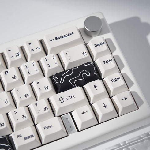 4pcs Keycaps, Black Topographic KeycapsPBT Keycap Cherry Profile Dye-Sublimation Space Bar 6.25U ESC Enter Custom Keycap Set for Mechanical Keyboa...