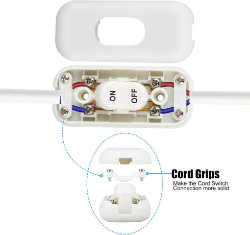 Inline Cord Switch, PLUSPOE 4-Pack On Off Button Control Lamp Appliance Switch for Bedroom Table Lamp Desk LED Lights,White...