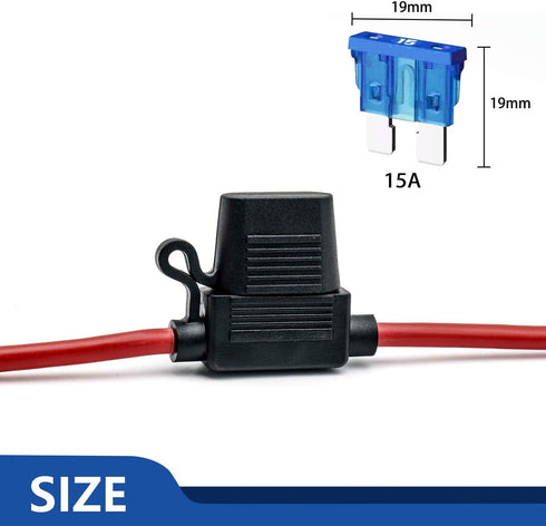 10 Pack 14 AWG Inline Fuse Holder - 12V-DC ATC/ATO 14 Gauge Fuse Holder for 15A Blade Fuse...
