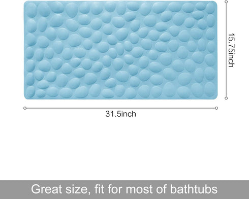 Non-Slip Bathtub Mat OTHWAY Soft Rubber Bathroom Bathmat with Strong Suction Cups (Lake Blue, 16x31.5 inch)...