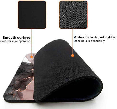 Small Mouse Pad, Rose Gold Marble Mouse Pads for Laptop, Personalized Portable Travel Mousepad for Wireless Mouse (Black Abstract Art)...