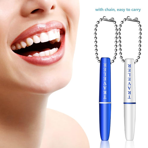 Healvian 2pcs Portable Dental Picks Teeth Stain Remover Mini Travel Plaque and Tartar Remover with Chain Mini Stain Eraser Oral Cleaning Tools for...