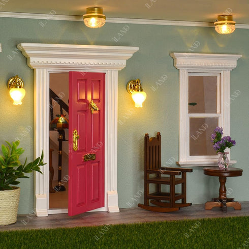 iLAND Dollhouse Door on 1:12 Scale, Miniature Door w/Handle & Knocker (Neoclassical Mini Door)...