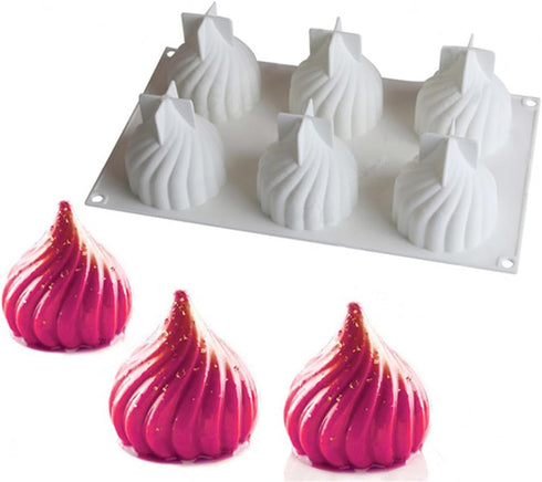 Spiral Castle Shape Silicone Molds Cake Decorating Tools Bakeware French Dessert Mousse Cake Mold Baking Cupcake Silicone Mousse Mold - 6 Cavities...