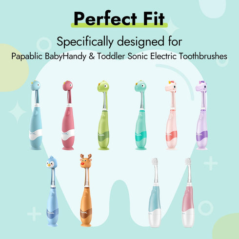 Papablic Replacement Toothbrush Heads - 2 Count | Compatible with Papablic BabyHandy & Toddler Sonic Electric Toothbrushes (18-36 Months)...