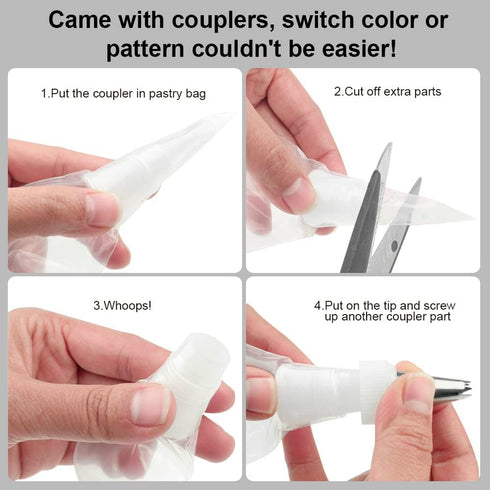 Pastry Piping Bags -100 Pack-12-Inch Disposable Cake Decorating Bags Anti-Burst Cupcake Icing Bags for all Size Tips Couplers and Baking Cookies C...
