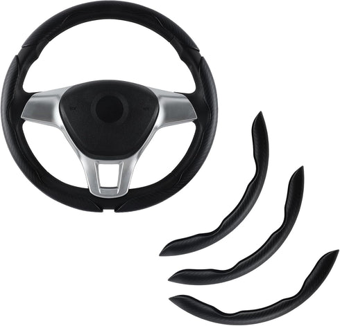 Amiss 3pcs Car Carbon Fiber Anti-Skid Steering Wheel Cover?Segmented Steering Wheel Protector, Butterfly Steering Wheel Cover, Universal 99% Car W...