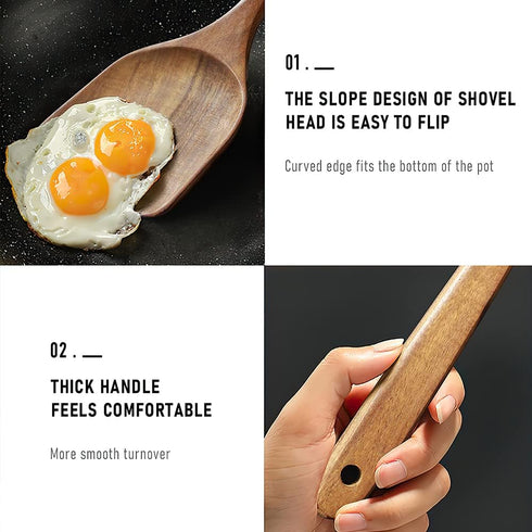 Wooden Spatula,15.3 Inch Flat Wood Wok Spatula,Wood Kitchen Utensils for Cooking,Long Handle Turner Coated Natural Resin, Handmade Kitchenware for...