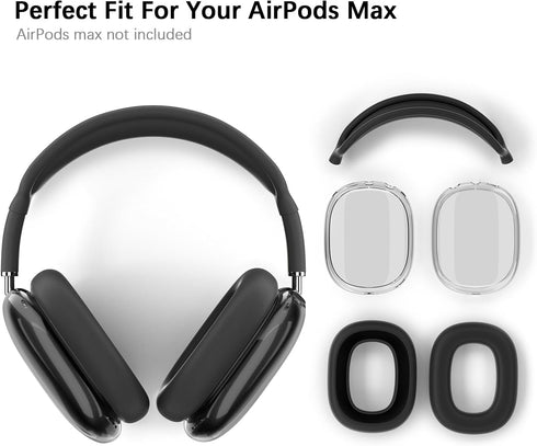 Airpods Max Cover, AIRSPO Silicone Case Cover for AirPods Max Headphones, Clear Soft TPU Airpod Max Ear Cover/Ear Pad Case Cover/Headband Cover fo...