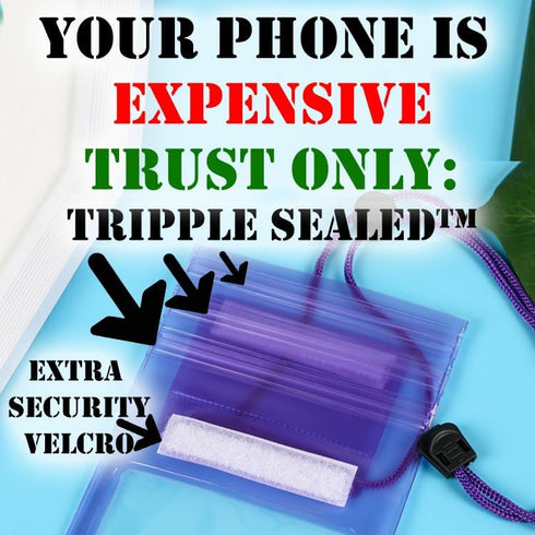 Triple Seal Splash Swim and Deep Diving Waterproof Shower Phone Pouch Cover is Designed for Complete Waterproof Protection Swimming Case Snorkelli...
