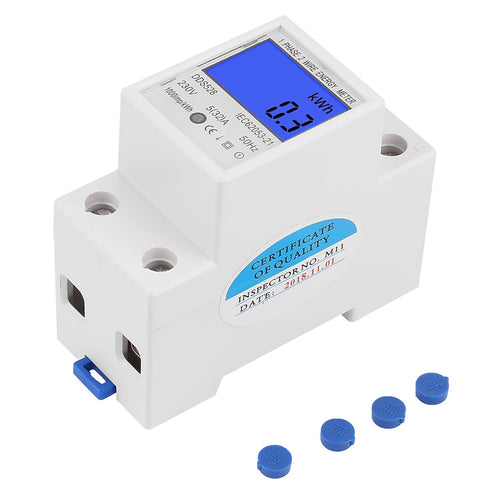 Single Phase Energy Meter 230VAC LCD KWH Electric Meter 5-32A 50Hz Single Phase DIN Rail KWH Meter Electricity Usage Meter Electricity Usage Monit...