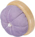 HARFINGTON Wooden Base Pin Cushion Japanese Style Cute Needle Holder Pincushions Round for Sewing Quilting Needlework DIY Crafts, Light Purple...