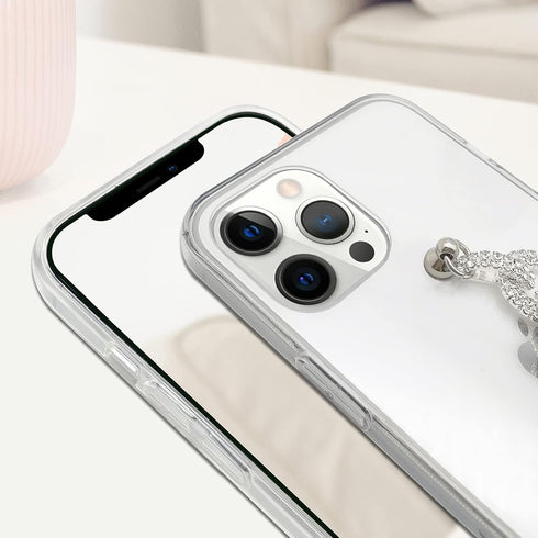 Bonitec Compatible with iPhone 12 Pro Max Case Clear Bracelet 3D Glitter Sparkle Bling Strap Luxury Shiny Crystal Rhinestone Diamond Silver Chain ...